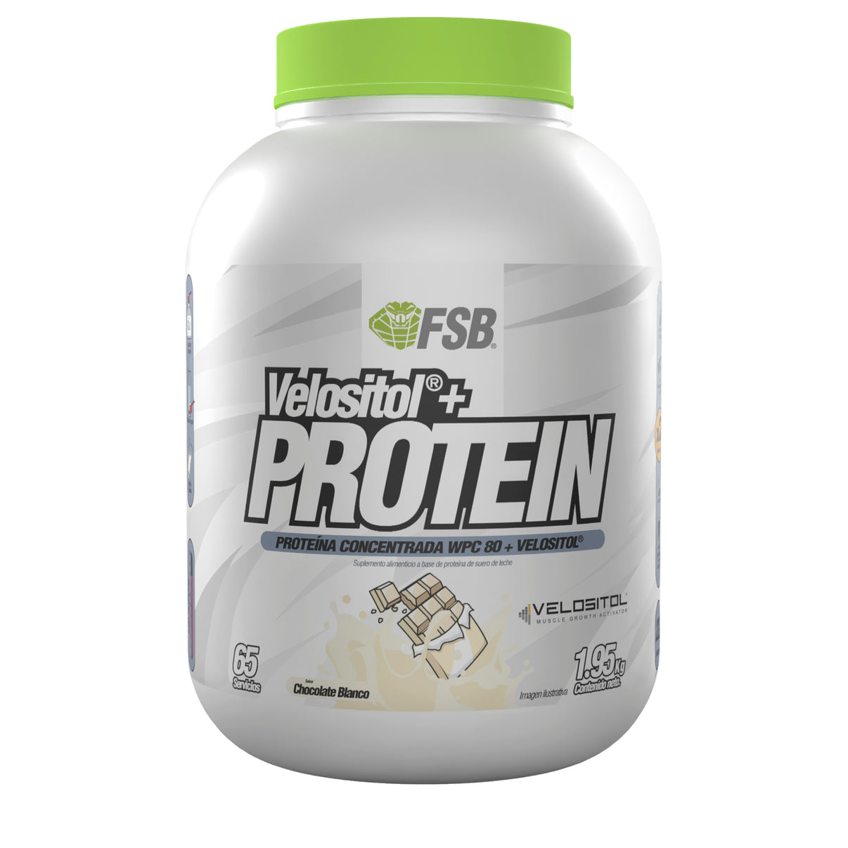 Proteína Whey Velositol® FSB Chocolate Blanco — Muscle Growth Activator — 65 servicios 1.95kg