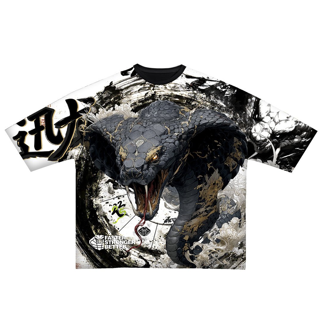 Playera FSB® x Doc&Doyle® Xùn Lóng BOX — sublimación total cobra oriental kanji 迅龙 — Los de la Cobra México
