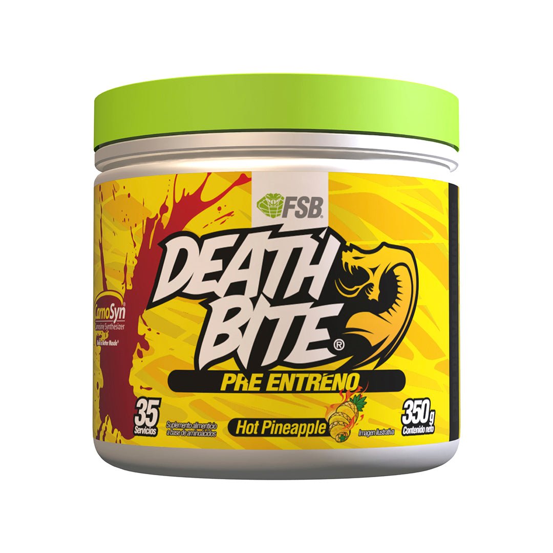 Pre Entreno Death Bite FSB Hot Pineapple — CarnoSyn 6400mg dosis máxima Carnipure — alta intensidad