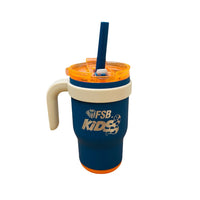 Thermo Ice Ice Baby FSB® Kids 14oz azul marino y naranja — vaso térmico con asa y popote — fsb.tienda México